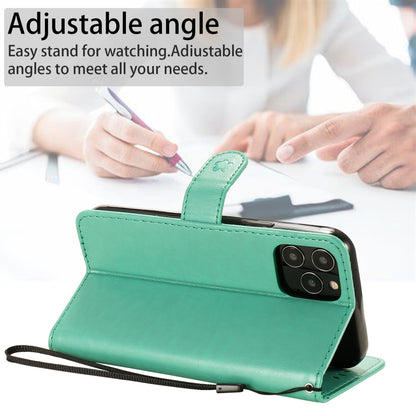 For Apple iPhone 12 Cat and Bee Embossed Flip Leather Phone Case Wallet Cover with Card Slots Cash Pocket Magnetic Stand Protective Shockproof TPU PU Leather Case with Wrist Strap