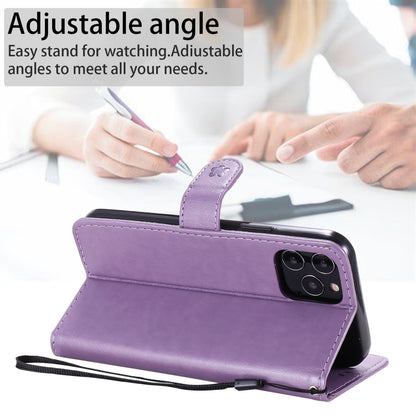 For Apple iPhone 12 Cat and Bee Embossed Flip Leather Phone Case Wallet Cover with Card Slots Cash Pocket Magnetic Stand Protective Shockproof TPU PU Leather Case with Wrist Strap