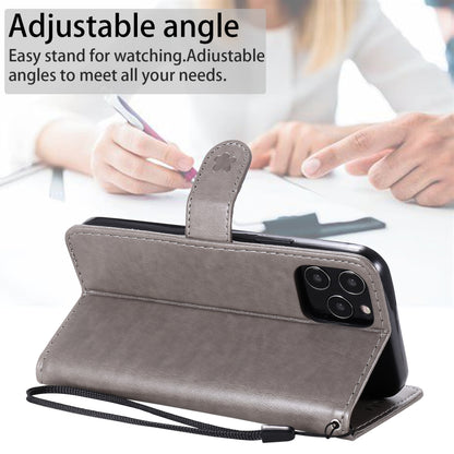 For Apple iPhone 12 Pro Cat and Bee Embossed Flip Leather Phone Case Wallet Cover with Card Slots Cash Pocket Magnetic Stand Protective Shockproof TPU PU Leather Case with Wrist Strap