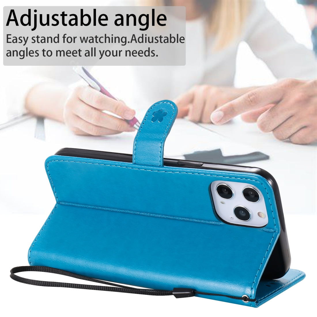 For Apple iPhone 12 Pro Max Cat and Bee Embossed Flip Leather Phone Case Wallet Cover with Card Slots Cash Pocket Magnetic Stand Protective Shockproof TPU PU Leather Case with Wrist Strap