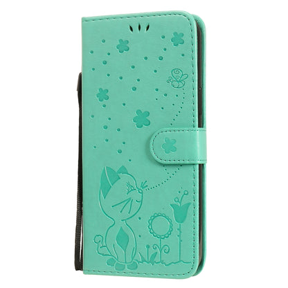 For Apple iPhone 12 Pro Max Cat and Bee Embossed Flip Leather Phone Case Wallet Cover with Card Slots Cash Pocket Magnetic Stand Protective Shockproof TPU PU Leather Case with Wrist Strap