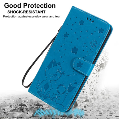 For Apple iPhone 12 Pro Max Cat and Bee Embossed Flip Leather Phone Case Wallet Cover with Card Slots Cash Pocket Magnetic Stand Protective Shockproof TPU PU Leather Case with Wrist Strap