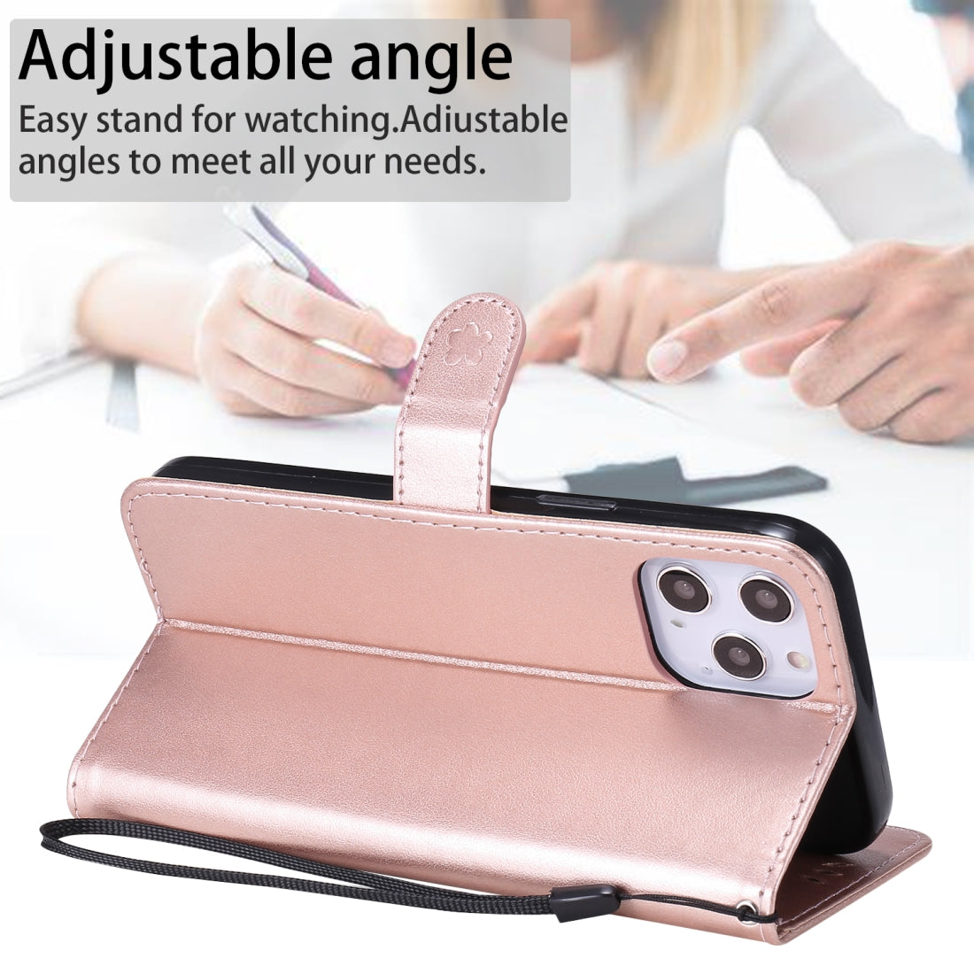 For Apple iPhone 12 Pro Max Cat and Bee Embossed Flip Leather Phone Case Wallet Cover with Card Slots Cash Pocket Magnetic Stand Protective Shockproof TPU PU Leather Case with Wrist Strap