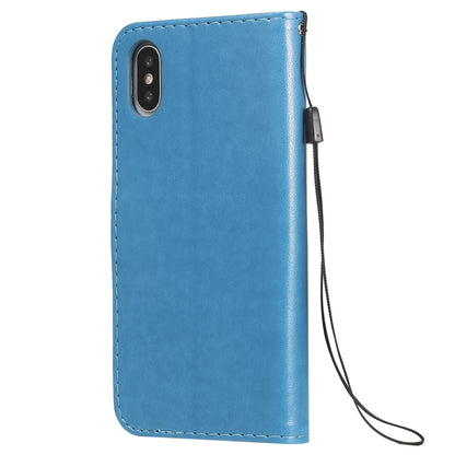 For Apple iPhone X Cat and Bee Embossed Flip Leather Phone Case Wallet Cover with Card Slots Cash Pocket Magnetic Stand Protective Shockproof TPU PU Leather Case with Wrist Strap
