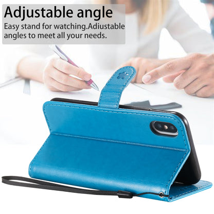 For Apple iPhone X Cat and Bee Embossed Flip Leather Phone Case Wallet Cover with Card Slots Cash Pocket Magnetic Stand Protective Shockproof TPU PU Leather Case with Wrist Strap