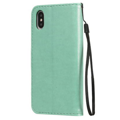 For Apple iPhone X Cat and Bee Embossed Flip Leather Phone Case Wallet Cover with Card Slots Cash Pocket Magnetic Stand Protective Shockproof TPU PU Leather Case with Wrist Strap