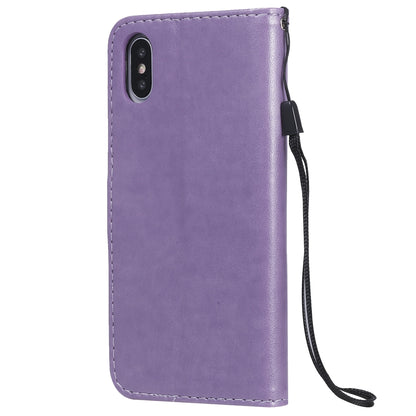 For Apple iPhone XS Cat and Bee Embossed Flip Leather Phone Case Wallet Cover with Card Slots Cash Pocket Magnetic Stand Protective Shockproof TPU PU Leather Case with Wrist Strap