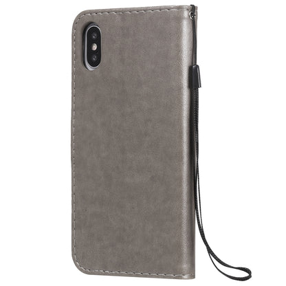 For Apple iPhone XS Cat and Bee Embossed Flip Leather Phone Case Wallet Cover with Card Slots Cash Pocket Magnetic Stand Protective Shockproof TPU PU Leather Case with Wrist Strap
