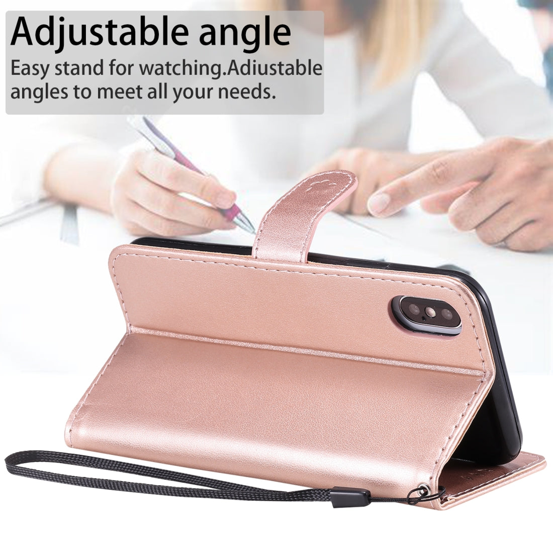 For Apple iPhone X Cat and Bee Embossed Flip Leather Phone Case Wallet Cover with Card Slots Cash Pocket Magnetic Stand Protective Shockproof TPU PU Leather Case with Wrist Strap