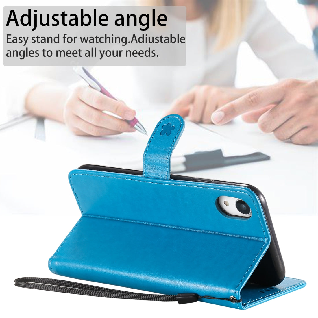 For Apple iPhone XR Cat and Bee Embossed Flip Leather Phone Case Wallet Cover with Card Slots Cash Pocket Magnetic Stand Protective Shockproof TPU PU Leather Case with Wrist Strap