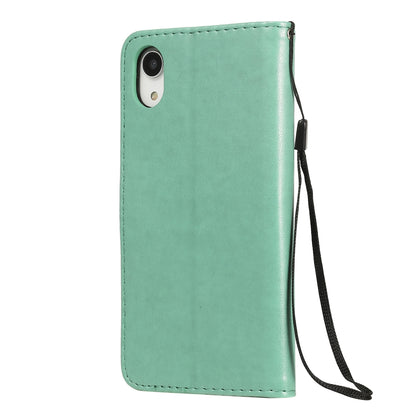 For Apple iPhone XR Cat and Bee Embossed Flip Leather Phone Case Wallet Cover with Card Slots Cash Pocket Magnetic Stand Protective Shockproof TPU PU Leather Case with Wrist Strap