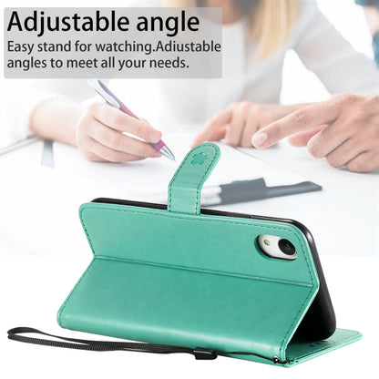 For Apple iPhone XR Cat and Bee Embossed Flip Leather Phone Case Wallet Cover with Card Slots Cash Pocket Magnetic Stand Protective Shockproof TPU PU Leather Case with Wrist Strap
