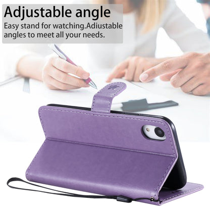 For Apple iPhone XR Cat and Bee Embossed Flip Leather Phone Case Wallet Cover with Card Slots Cash Pocket Magnetic Stand Protective Shockproof TPU PU Leather Case with Wrist Strap