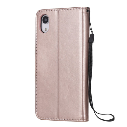 For Apple iPhone XR Cat and Bee Embossed Flip Leather Phone Case Wallet Cover with Card Slots Cash Pocket Magnetic Stand Protective Shockproof TPU PU Leather Case with Wrist Strap