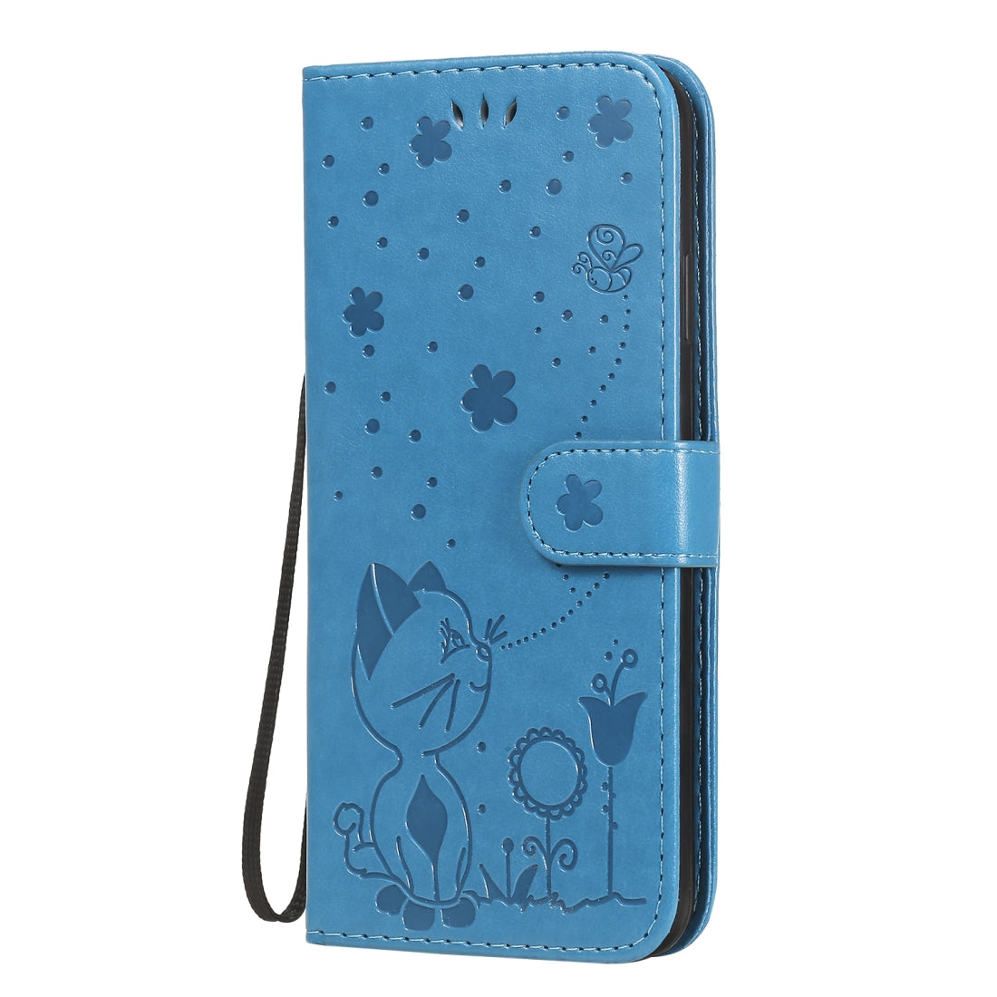 For Apple iPhone XS Max Cat and Bee Embossed Flip Leather Phone Case Wallet Cover with Card Slots Cash Pocket Magnetic Stand Protective Shockproof TPU PU Leather Case with Wrist Strap