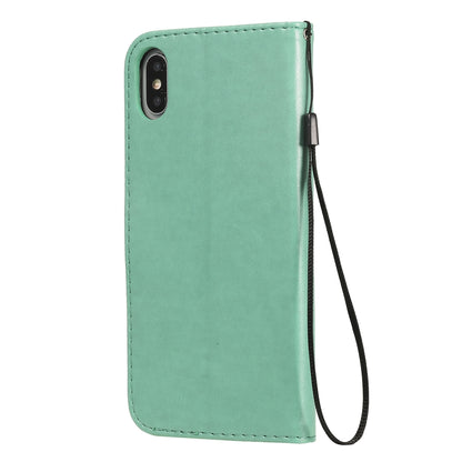 For Apple iPhone XS Max Cat and Bee Embossed Flip Leather Phone Case Wallet Cover with Card Slots Cash Pocket Magnetic Stand Protective Shockproof TPU PU Leather Case with Wrist Strap