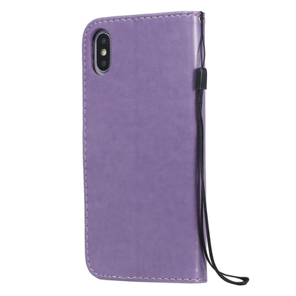 For Apple iPhone XS Max Cat and Bee Embossed Flip Leather Phone Case Wallet Cover with Card Slots Cash Pocket Magnetic Stand Protective Shockproof TPU PU Leather Case with Wrist Strap