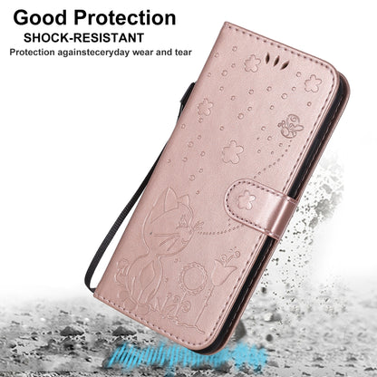 For Apple iPhone XS Max Cat and Bee Embossed Flip Leather Phone Case Wallet Cover with Card Slots Cash Pocket Magnetic Stand Protective Shockproof TPU PU Leather Case with Wrist Strap