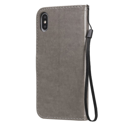 For Apple iPhone XS Max Cat and Bee Embossed Flip Leather Phone Case Wallet Cover with Card Slots Cash Pocket Magnetic Stand Protective Shockproof TPU PU Leather Case with Wrist Strap