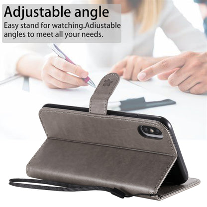 For Apple iPhone XS Max Cat and Bee Embossed Flip Leather Phone Case Wallet Cover with Card Slots Cash Pocket Magnetic Stand Protective Shockproof TPU PU Leather Case with Wrist Strap