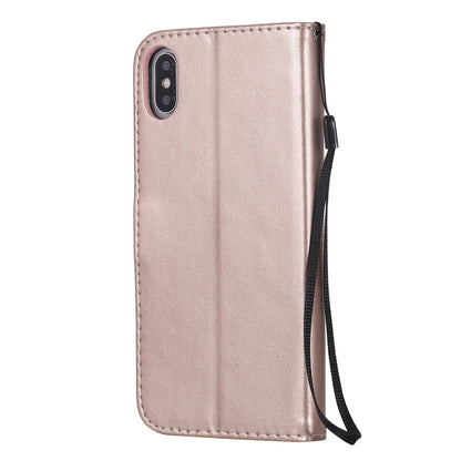 For Apple iPhone XS Max Cat and Bee Embossed Flip Leather Phone Case Wallet Cover with Card Slots Cash Pocket Magnetic Stand Protective Shockproof TPU PU Leather Case with Wrist Strap
