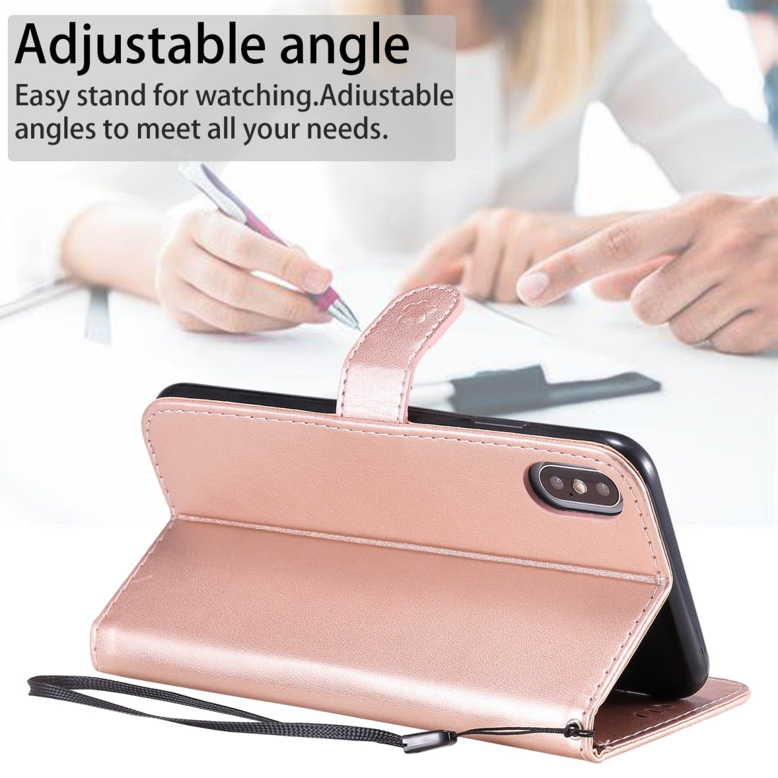 For Apple iPhone XS Max Cat and Bee Embossed Flip Leather Phone Case Wallet Cover with Card Slots Cash Pocket Magnetic Stand Protective Shockproof TPU PU Leather Case with Wrist Strap