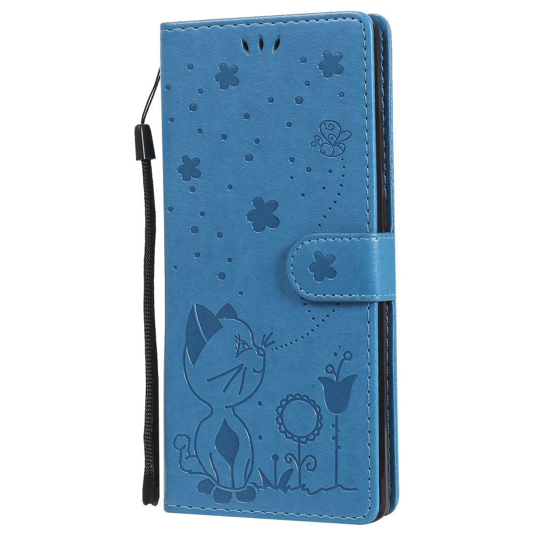 For Samsung Galaxy Note 20 Cat and Bee Embossed Flip Leather Phone Case Wallet Cover with Card Slots Cash Pocket Magnetic Stand Protective Shockproof TPU PU Leather Case with Wrist Strap