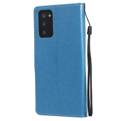 For Samsung Galaxy Note 20 Cat and Bee Embossed Flip Leather Phone Case Wallet Cover with Card Slots Cash Pocket Magnetic Stand Protective Shockproof TPU PU Leather Case with Wrist Strap