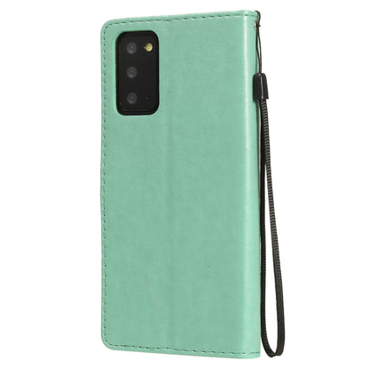 For Samsung Galaxy Note 20 Cat and Bee Embossed Flip Leather Phone Case Wallet Cover with Card Slots Cash Pocket Magnetic Stand Protective Shockproof TPU PU Leather Case with Wrist Strap