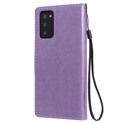 For Samsung Galaxy Note 20 Cat and Bee Embossed Flip Leather Phone Case Wallet Cover with Card Slots Cash Pocket Magnetic Stand Protective Shockproof TPU PU Leather Case with Wrist Strap