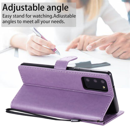For Samsung Galaxy Note 20 Cat and Bee Embossed Flip Leather Phone Case Wallet Cover with Card Slots Cash Pocket Magnetic Stand Protective Shockproof TPU PU Leather Case with Wrist Strap