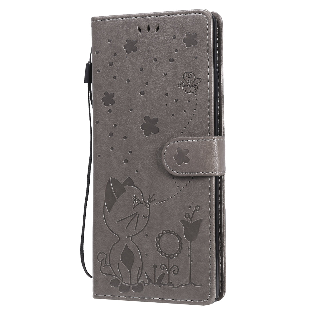 For Samsung Galaxy Note 20 Cat and Bee Embossed Flip Leather Phone Case Wallet Cover with Card Slots Cash Pocket Magnetic Stand Protective Shockproof TPU PU Leather Case with Wrist Strap