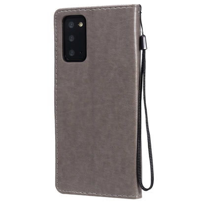For Samsung Galaxy Note 20 Cat and Bee Embossed Flip Leather Phone Case Wallet Cover with Card Slots Cash Pocket Magnetic Stand Protective Shockproof TPU PU Leather Case with Wrist Strap
