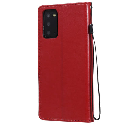 For Samsung Galaxy Note 20 Cat and Bee Embossed Flip Leather Phone Case Wallet Cover with Card Slots Cash Pocket Magnetic Stand Protective Shockproof TPU PU Leather Case with Wrist Strap
