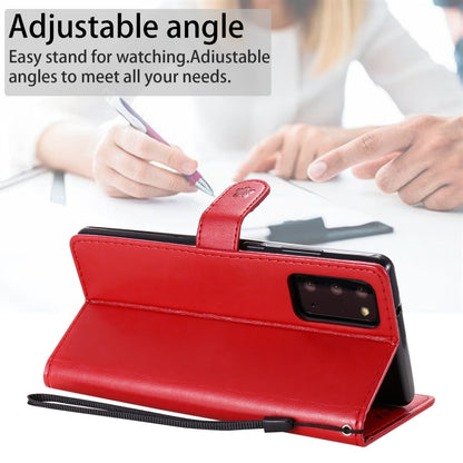 For Samsung Galaxy Note 20 Cat and Bee Embossed Flip Leather Phone Case Wallet Cover with Card Slots Cash Pocket Magnetic Stand Protective Shockproof TPU PU Leather Case with Wrist Strap