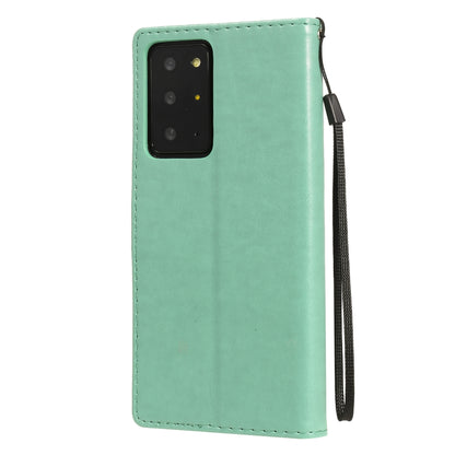 For Samsung Galaxy Note 20 Ultra Cat and Bee Embossed Flip Leather Phone Case Wallet Cover with Card Slots Cash Pocket Magnetic Stand Protective Shockproof TPU PU Leather Case with Wrist Strap