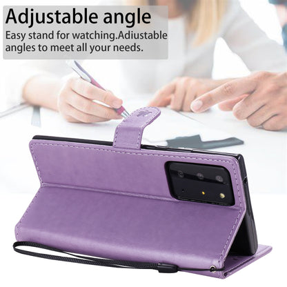 For Samsung Galaxy Note 20 Ultra Cat and Bee Embossed Flip Leather Phone Case Wallet Cover with Card Slots Cash Pocket Magnetic Stand Protective Shockproof TPU PU Leather Case with Wrist Strap