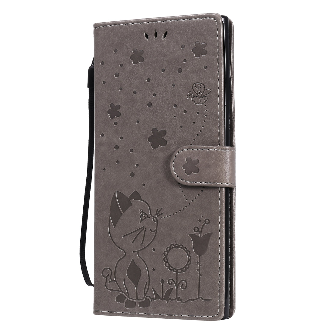 For Samsung Galaxy Note 20 Ultra Cat and Bee Embossed Flip Leather Phone Case Wallet Cover with Card Slots Cash Pocket Magnetic Stand Protective Shockproof TPU PU Leather Case with Wrist Strap
