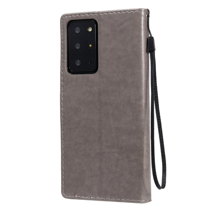 For Samsung Galaxy Note 20 Ultra Cat and Bee Embossed Flip Leather Phone Case Wallet Cover with Card Slots Cash Pocket Magnetic Stand Protective Shockproof TPU PU Leather Case with Wrist Strap