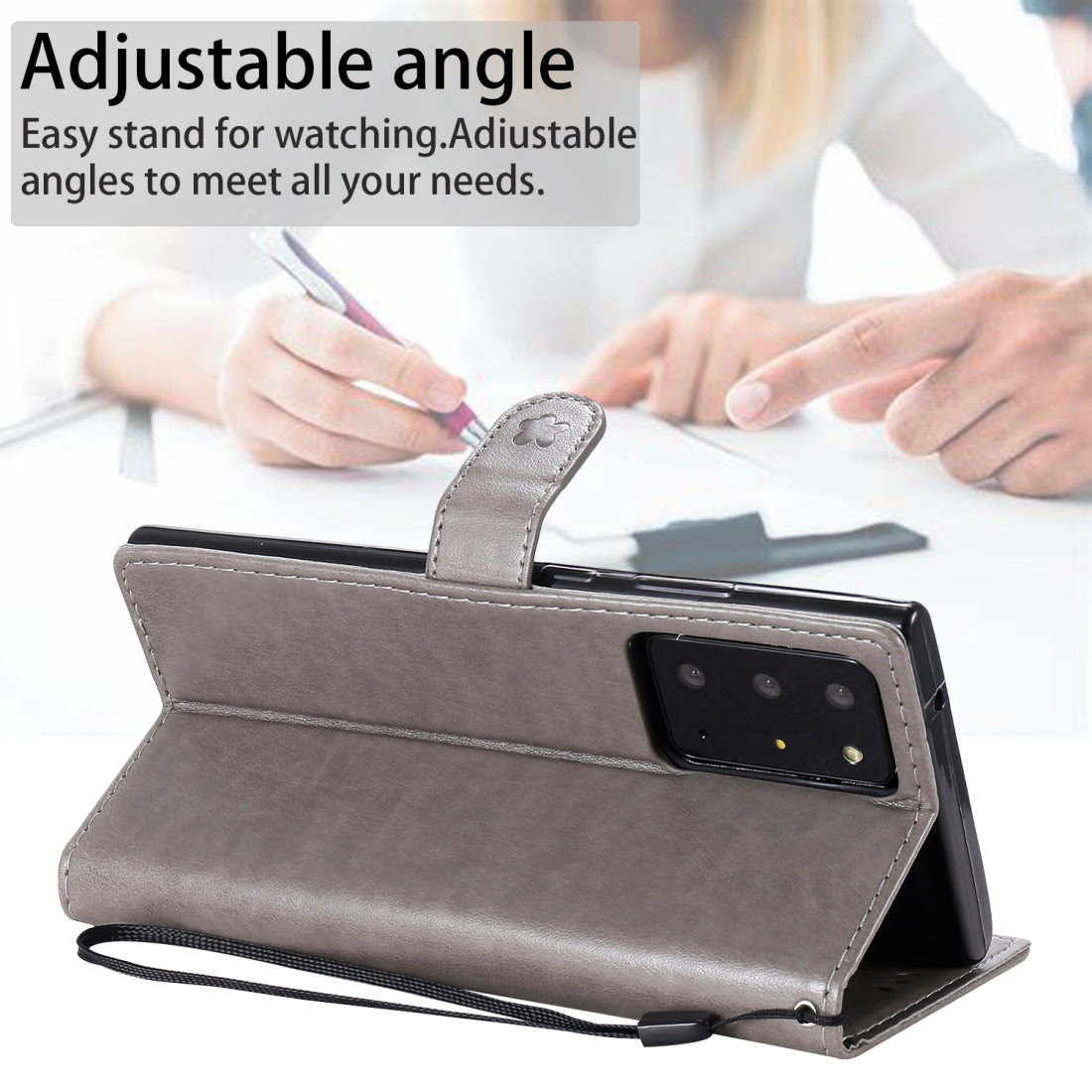 For Samsung Galaxy Note 20 Ultra Cat and Bee Embossed Flip Leather Phone Case Wallet Cover with Card Slots Cash Pocket Magnetic Stand Protective Shockproof TPU PU Leather Case with Wrist Strap