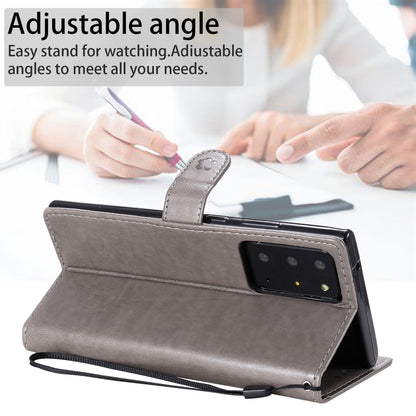 For Samsung Galaxy Note 20 Ultra Cat and Bee Embossed Flip Leather Phone Case Wallet Cover with Card Slots Cash Pocket Magnetic Stand Protective Shockproof TPU PU Leather Case with Wrist Strap