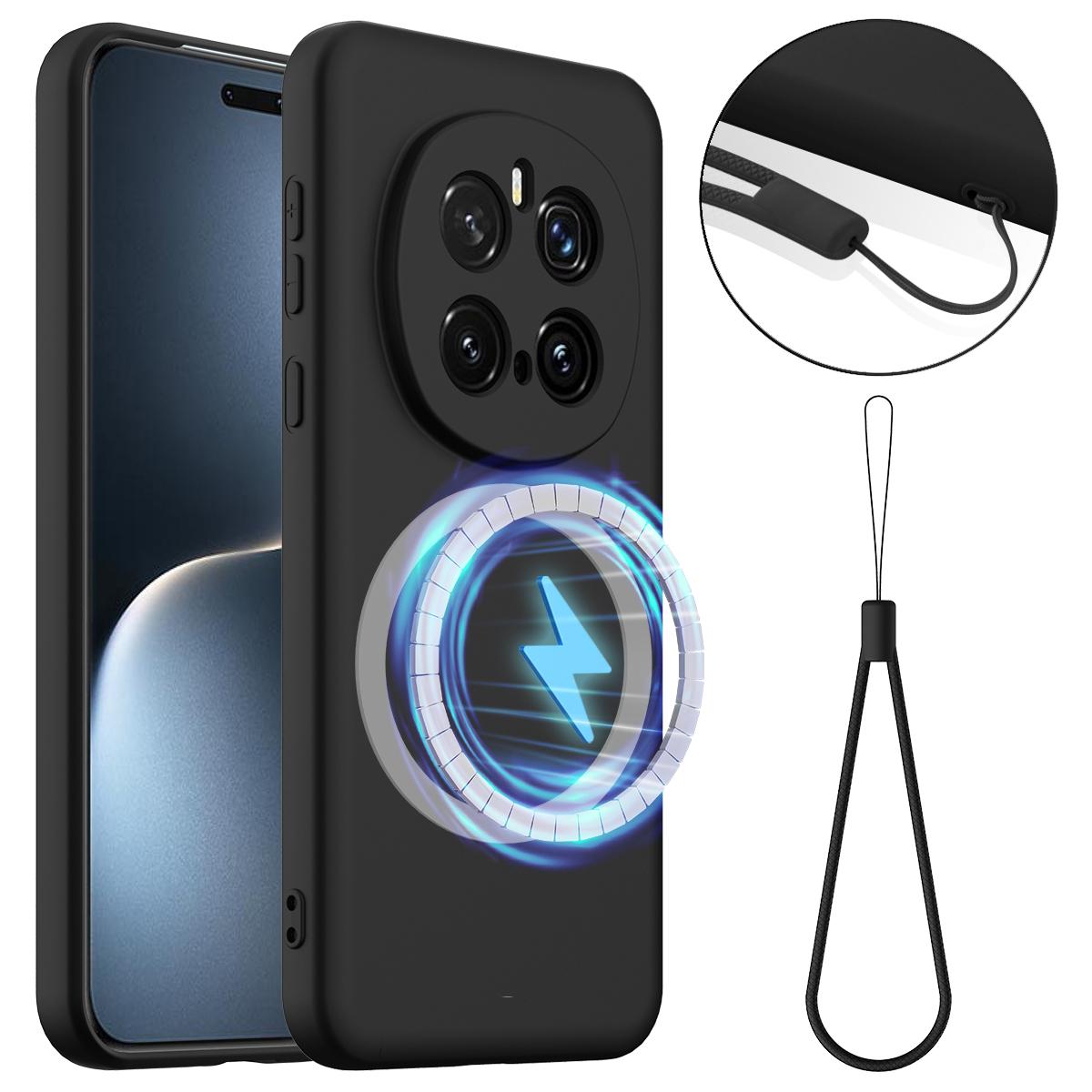 Honor Magic7 Pro Shockproof Silicone MagSafe Phone Case with Microfibre Lining Magnetic Cover