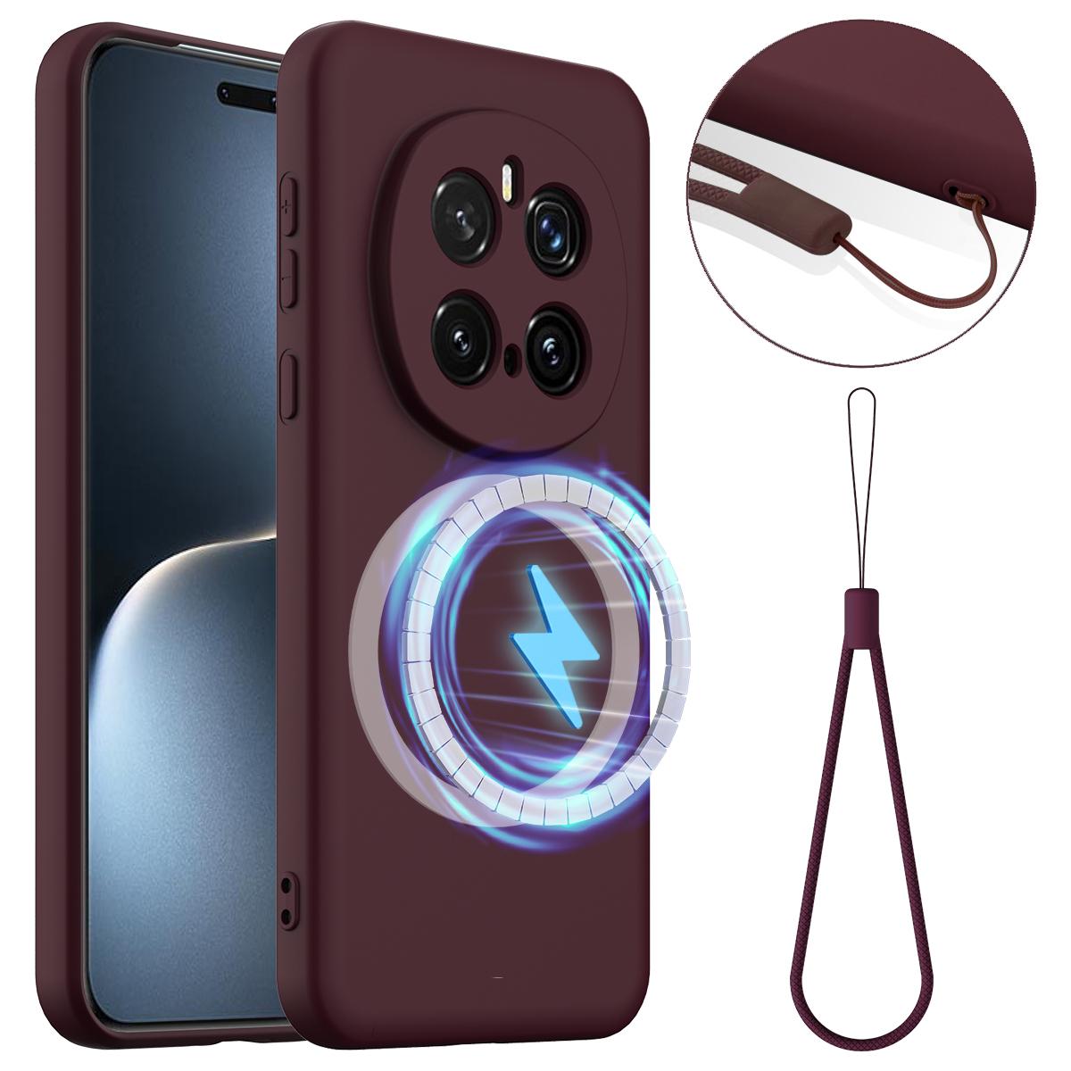 Honor Magic7 Pro Shockproof Silicone MagSafe Phone Case with Microfibre Lining Magnetic Cover