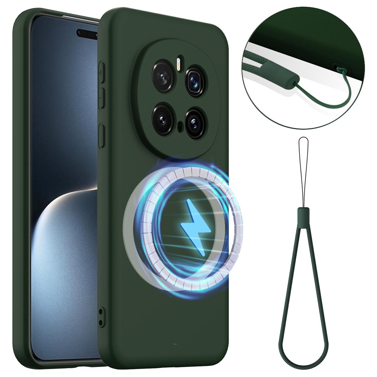 Honor Magic7 Pro Shockproof Silicone MagSafe Phone Case with Microfibre Lining Magnetic Cover