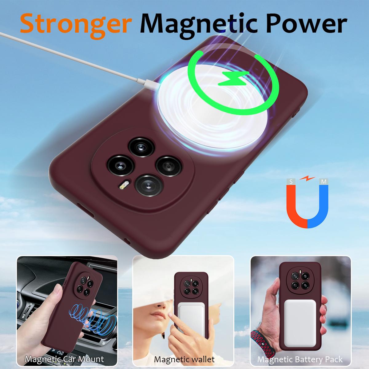 Honor Magic7 Shockproof Silicone MagSafe Phone Case with Microfibre Lining Magnetic Cover