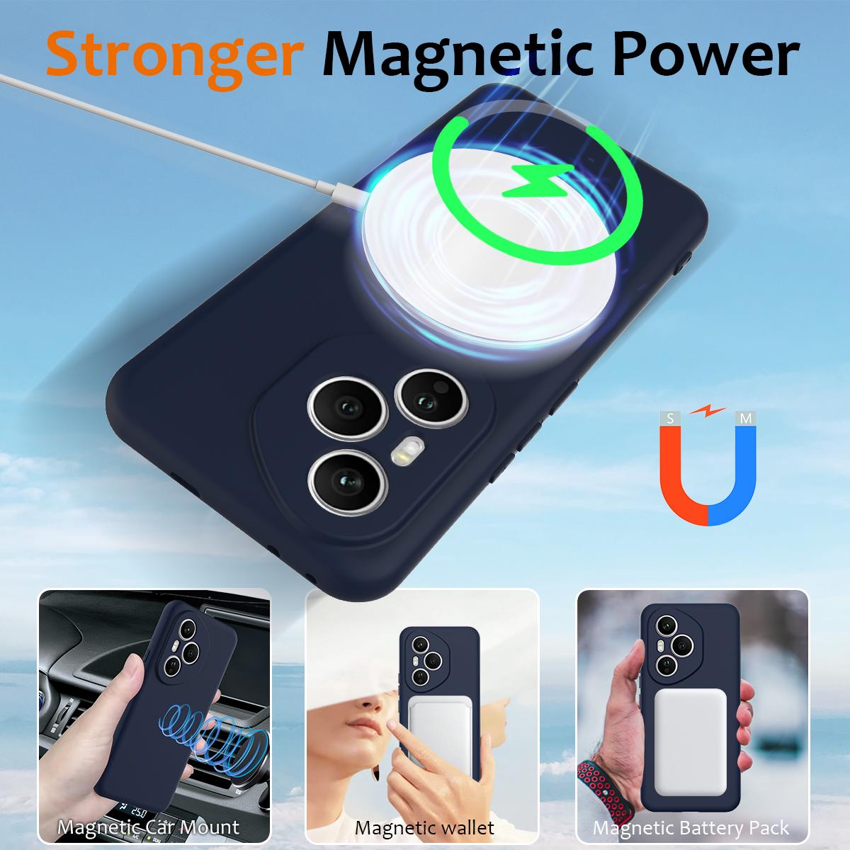 Honor 400 Pro Global 160.8mm Shockproof Silicone MagSafe Phone Case with Microfibre Lining Magnetic Cover