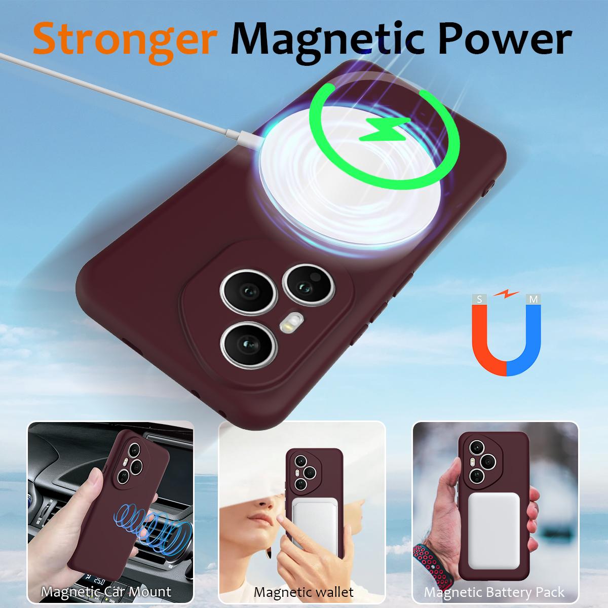 Honor 400 Pro Global 160.8mm Shockproof Silicone MagSafe Phone Case with Microfibre Lining Magnetic Cover