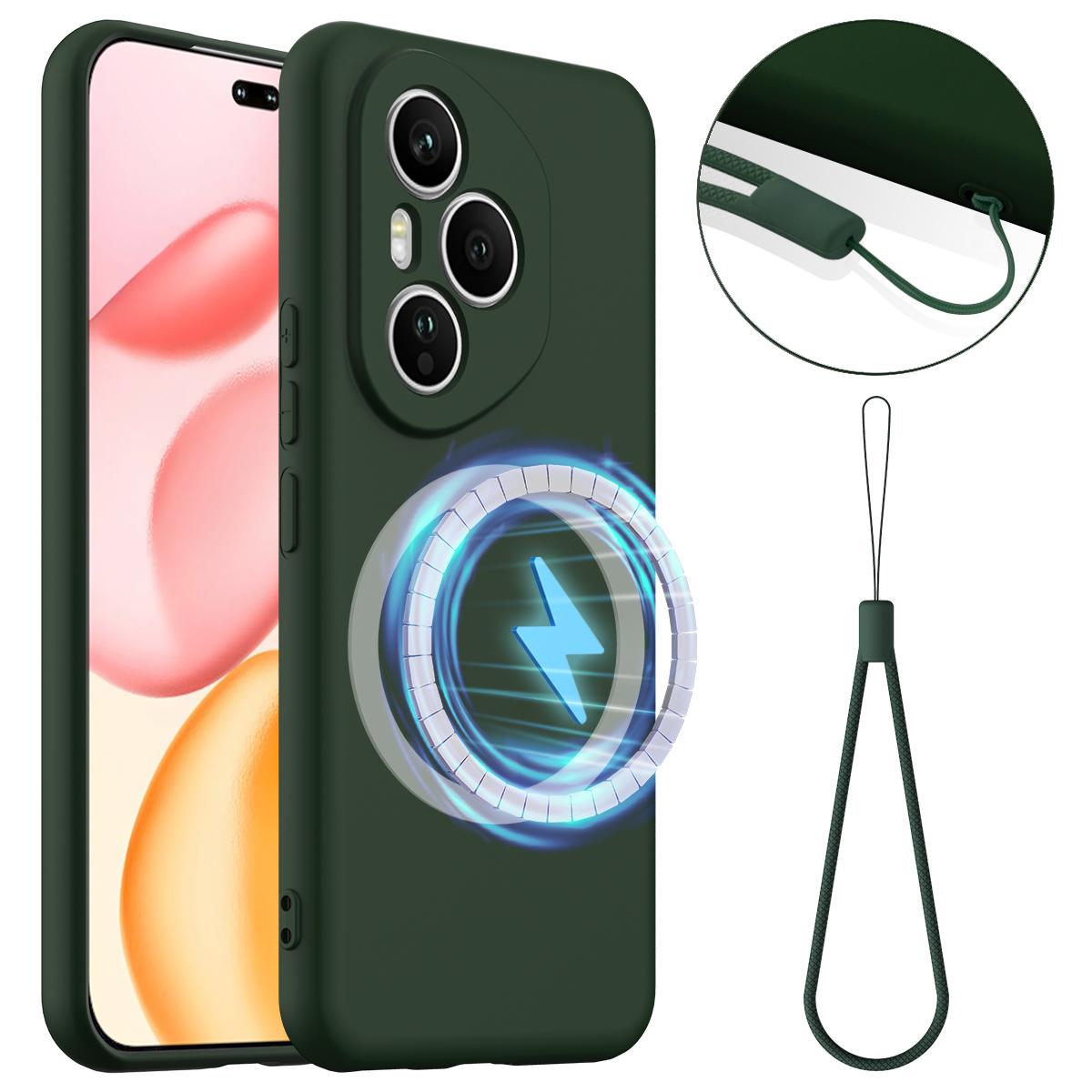 Honor 400 Pro Global 160.8mm Shockproof Silicone MagSafe Phone Case with Microfibre Lining Magnetic Cover