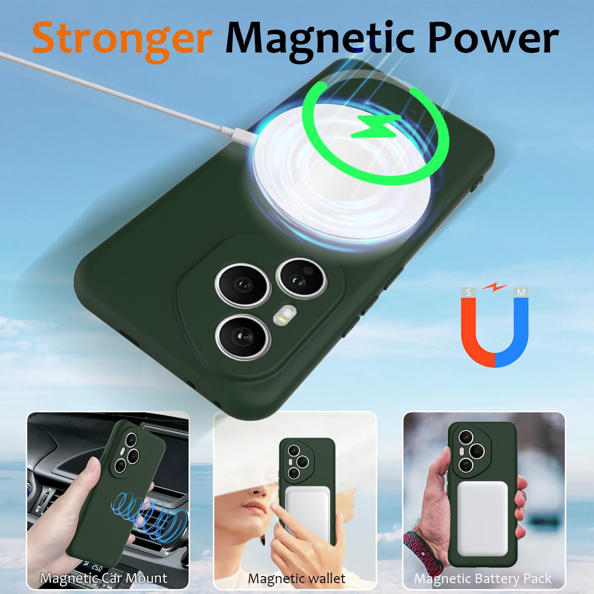 Honor 400 Pro Global 160.8mm Shockproof Silicone MagSafe Phone Case with Microfibre Lining Magnetic Cover