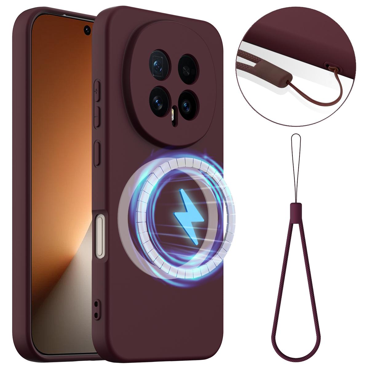 Honor Magic8 Shockproof Silicone MagSafe Phone Case with Microfibre Lining Magnetic Cover